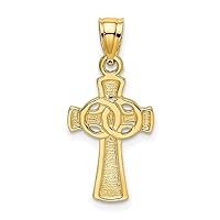 14k Gold Religious Faith Cross Pendant Necklace With Eternity Rings Solid Jewelry for Women