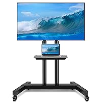 Mobile TV Cart with Wheels for 40-80 Inch LCD LED OLED Flat Curved Screen TVs, Height Adjustable Rolling TV Stand Holds up to 110 lbs, Outdoor TV Stand Trolley Max VESA 600x400mm