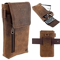 Leather Phone Holster – Genuine Full-Grain Buffalo Leather Cell Phone Holsters – 7” H x 3.5