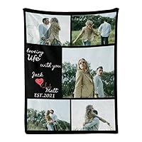 Personalized Couple Blanket with Photo Collage Customized Blankets as Birthday Anniversary Valentine's Day Gifts 24 Colors Available 30