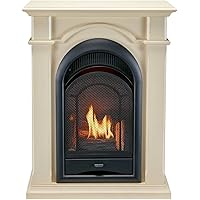 ProCom Dual Fuel Ventless Gas Fireplace System with Corner Combo Mantel - 15,000 BTU, T-Stat, Antique White Finish - Model# PCS150T-1-AW