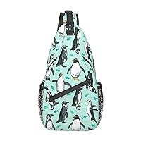 Cute Penguins Sling Bag Crossbody Backpack Sling Backpack Shoulder Bag For Women Men Cycling Hiking Travel