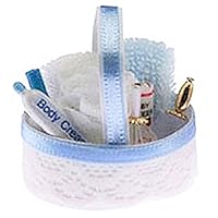 Melody Jane Dolls Houses House Miniature 1:12 Bathroom Accessory Blue Toiletry Cosmetics Basket