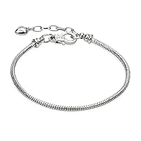 5pcs Chain Bracelets Kit Silver Plated Snake Chain with Heart Lobster European Charm Bracelet for Christmas DIY Women Girls Jewelry Findings Bracelet Making
