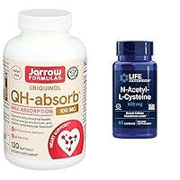 Jarrow Formulas QH-Absorb 100 mg Max Absorption - CoQ10 Ubiquinol & Life Extension N-Acetyl-L-Cysteine (NAC), Immune, Respiratory, Liver Health