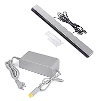 Games Accessories Bundle for Wii U, 1 Pack Sensor Bar for Wii/Wii U and 1 Pack Charger for Nintendo Wii U Console