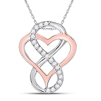 10kt Two-tone Gold Womens Round Diamond Infinity Heart Pendant 1/10 Cttw