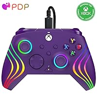 PDP Gaming Afterglow™ Wave Enhanced Wired Controller for Xbox Series X|S, Xbox One and Windows 10/11 PC, advanced gamepad video game controller, Officially Licensed by Microsoft Xbox, Purple