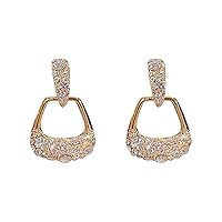 Full Diamond Geometric Earrings For Teen Girls Minimalist Piercing Studs Trendy Earrings Red Hoops