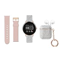 iTouch Kendall & Kylie Smart Watch Fitness Tracker, Heart Rate, Step Counter, Notifications, Touch Screen with Extra Interchangeable Strap and Earbud Set for Women and Men (Rose)