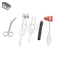 SET OF 5 PCS REFLEX PERCUSSION TAYLOR HAMMER + PENLIGHT + TUNING FORK C 128 C 512 + BANDAGE SCISSORS (DDP BRAND)