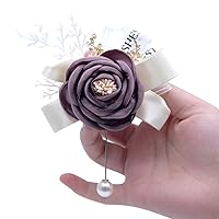 Men's Artificial Flowers Boutonniere Pins Lapel Pin Brooch for Wedding
