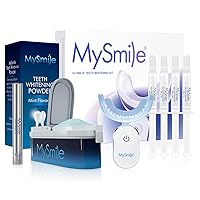 MySmile Teeth Whitening Light and 4Pcs Deluxe Whitening Gel and Whitening Powder, Helps Remove Years of Stains from Coffee, Soda, Wines, Smoking, Food