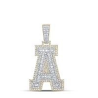 The Diamond Deal 10kt Two-tone Gold Mens Baguette Diamond A Letter Charm Pendant 2 Cttw