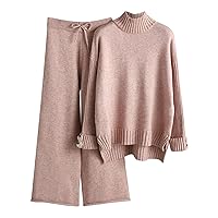 DUOWEI Formal Pants for Women Women Autumn And Winter Fashion Temperament Loose Casual High Neck Top And Wide Leg Pants