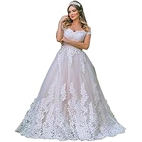 Sequins Off The Shoulder Wedding Dresses for Bride Plus Size Lace up Corset Bridal Ball Gowns with Train