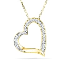 10K Yellow Gold Diamond Heart Necklace Pendant 1/8 Ctw.