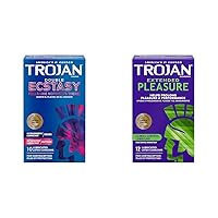 Trojan Double Ecstasy 10 Lubricated Condoms and Trojan Extended Pleasure 12 Climax Control Condoms
