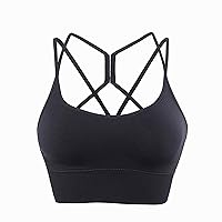 Sports Bras for Women Criss-Cross Back Workout Tank Tops Medium Support Crop Tops for Women with Removable Cups