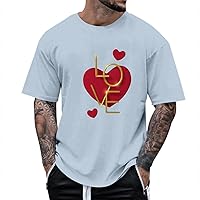 Men's Short Sleeve Workout Shirts Valentine's Day Short Sleeved Fashion Spring/Summer Short Shirts, M-3XL