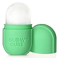Glow Cube Ice Roller For Face Eyes and Neck To Brighten Skin & Enhance Your Natural Glow/Reusable Facial Treatment to Tighten & Tone Skin & De-Puff The Eye Area (Green)