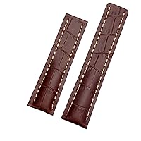 Genuine Leather Strap 22mm 24mm Watch Band for Breitling Mens Watch Cow Leather Bracelet with Deployment Buckle (Color : 01 Brown no Clasp, Size : 24mm)