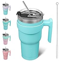 BJPKPK Tumbler With Handle 30 oz Stainless Steel Tumbler With Lid And Straw Insulated Coffee Cups,Turquoise