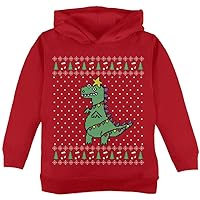 Old Glory Big Tree Rex T Rex Ugly Christmas Sweater Toddler Hoodie