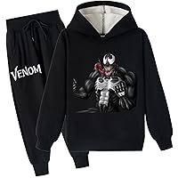 ENDOH Boys Venom Hoodie Sweatshirt and Sweatpants-2 Piece Long Sleeve Pullover Hooded Outfits Fleece Tracksuit for Kids