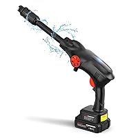Electric Portable Pressure Washer with 6-in-1 Adjustable Nozzle Max 870PSI 21V Cordless Pressure Washer Battery and Charger with Accessories for Cleaning Floor Watering Car Flowers Fences 2.11GPM 