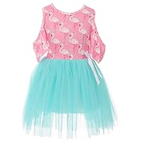 Little Girl Cold Shoulder Tulle Tutu Easter Party Holiday Flower Girl Dress 2-8
