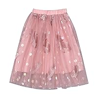 Little Child Girls Long Skirt High Waist Mesh Half Skirt Feather Spotted Skirt Cute Skirt for Girls Sequin Skirt