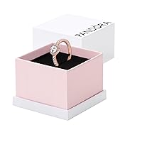 Pandora Classic Sparkle Halo Ring - Rose Gold Ring for Women - Layering or Stackable Ring - 14k Rose Gold-Plated Rose with Cubic Zirconia, With Gift Box