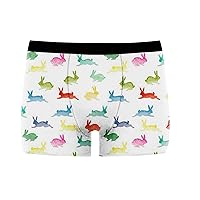 Funny Happy Easter Mens Boxer Briefs Breathable Underwear Fly Front with Pouch Colorful Egg Print Undershorts 2024