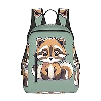 Cartoon Cute Raccoon Print Lightweight Backpack, Travel Bookbag College Bag,Laptop Backpack For Men Women