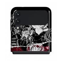 BURGA Phone Case Compatible with Samsung Galaxy Z Flip 3 - Hybrid 2-Layer Hard Shell + Silicone Protective Case -Crimson Bouquet Red and White Roses - Scratch-Resistant Shockproof Cover
