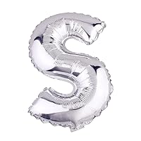 32 Inch Silver Foil Balloons Letters A to Z Numbers 0 to 9 Wedding Holiday Birthday Party Decoration (Letter S)