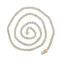 The Diamond Deal 14kt Yellow Gold Mens Round Diamond 20-inch Tennis Chain Necklace 11-1/4 Cttw