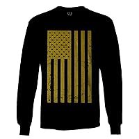 Vintage Metalic Gold American Flag United Stated of America milirary Army Marine Navy USA Long Sleeve Men's