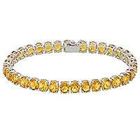 3.5 Ctw Round Cut Yellow Cz Gemstone 925 sterling Silver Platinum Plated Tennis Bracelet Gift For Her
