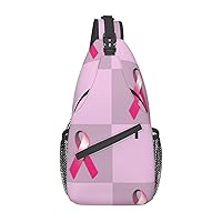 Small Sling Backpack Sling Bag Breast-Cancer-Pink-Ribbon,Chest Bag Daypack Crossbody For Travel Sport Running Hiking