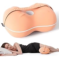 Pressure Relief Memory Foam Leg Pillow - Comfort Knee and Leg Positioner Pillows for Side Sleepers with Strap - Ideal for Sofa, Reading, TV Watching and Relaxing (Peach Puff)