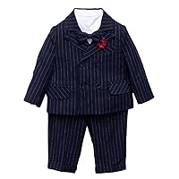 Boys' Stripe Suit Double Breasted Buttons Jacket Vest Pants for Formal Wedding Birthday
