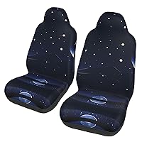 Serene Blue Night View Car seat Covers Front seat Protectors Washable and Breathable Cloth car Seats Suitable for Most Cars