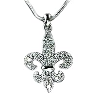 DianaL Boutique Fleur De Lis Austrian Crystal Charm Pendant and Necklace Gift Boxed Fashion Jewelry by DianaL Boutique