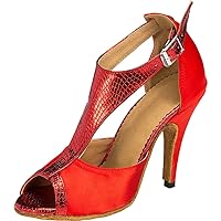 Womens Peep Toe Practice Dance Shoes T-bar Latin Heels Ballroom Pumps Jazz Sandals Tango Chacha Customized Heel