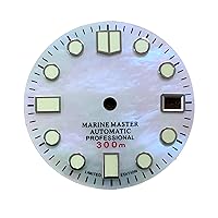 LICHIFIT 28.5MM White Shell Surface Watch Dial Green Luminous Replacement for NH35 Automatic Movement Spare Part