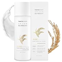 THANKYOU FARMER Rice Pure Essential Toner 7.03 Fl oz, Non-Greasy Milky Toner for Dry and Sensitive Skin, Korean Rice Extract, Niacinamide, Dermatologist Tested, Alcohol-Free, Mothers Day Gifts
