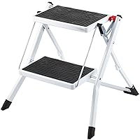 VEVOR Step Ladder 2-Step 330lbs Capacity, Ergonomic Folding Steel Step Stool with Wide Anti-Slip Pedal, Sturdy Step Stool for Adults Toddlers, Multi-Use for Household, Kitchen, Office, RVs