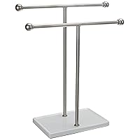Amazon Basics Double-T Hand Towel and Accessories T-Shape Stand, Nickel/White